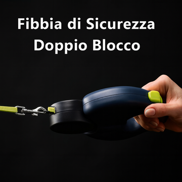Luminia DuoLeash™ – Guinzaglio Retrattile Doppio 3 m ,Luce LED • Testa rotante 360° anti-groviglio • Nastri riflettenti